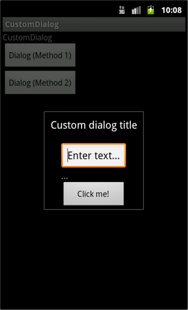 Пользовательский диалог в Android. Способ 1